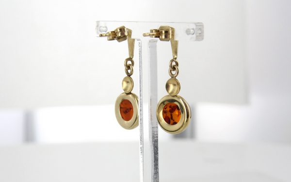 Italian Handmade Unique German Baltic Amber in 9ct Gold Drop Earrings GE0042 RRP£225!!!