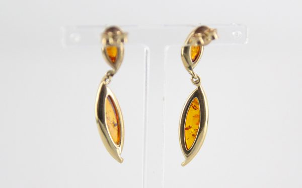 Italian Made Unique German Baltic Amber 9ct Gold Drop Earrings GE0101 RRP£230!!!