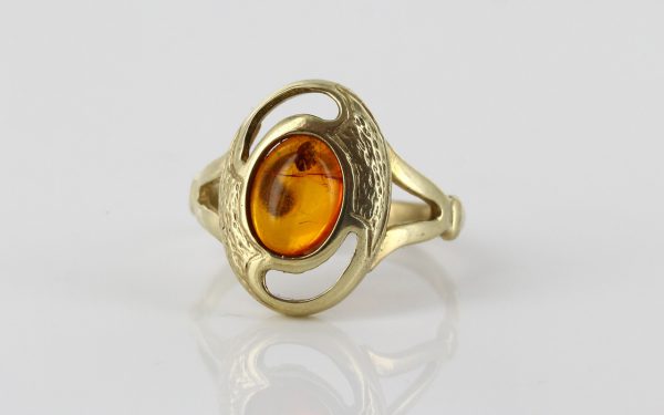 Italian Unique Handmade German Baltic Amber Ring in 9ct solid Gold- GR0209 RRP £250!!!