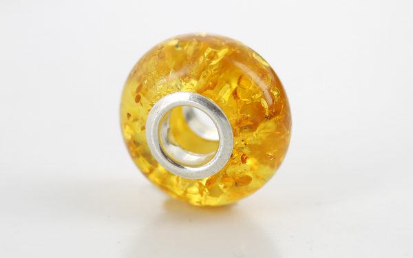 Genuine Amber & 925 Silver Charm For European Charm Bracelets RRP£40!!! CHA55