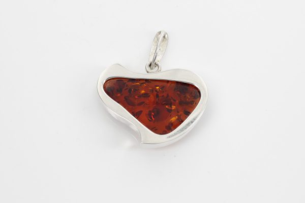 Heart Pendant Elegant Handmade Baltic Amber In 925 Silver PD093 – RRP£145!!!