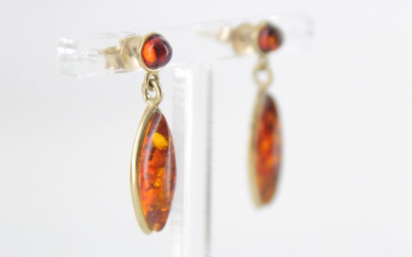 Italian Made Unique German Baltic Amber in 9ct Gold Drop Earrings GE0091 RRP£195!!!