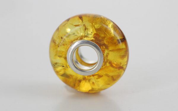 Genuine Amber & 925 Silver Charm For European Charm Bracelets CHA59 RRP£45!!!