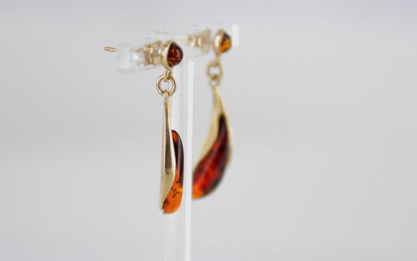 Italian Made Unique German Baltic Amber in 9ct Gold Drop Earrings GE0093 RRP£225!!!