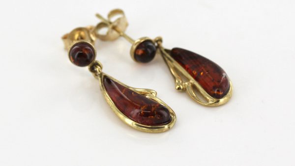 Italian Made Unique German Baltic Amber in 9ct Gold Drop Earrings GE0095 RRP£225!!!