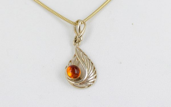 Italian Handmade Elegant German Baltic Amber Pendant in 9ct Gold -GP0099 RRP£175!!!