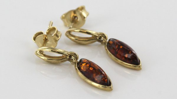 Italian Made Unique German Baltic Amber in 9ct Gold Drop Earrings GE0096 RRP£150!!!