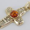 Italian Handmade Baltic Amber 9ct solid Gold Cross Pendant, Amazing Detailing -GP0087 RRP£275!!!