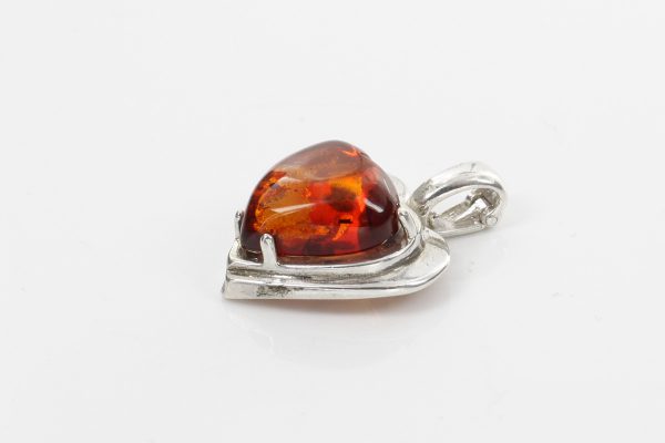 Baltic Amber Heart Pendant German Handmade in 925 Silver PD103 – RRP£65!!!