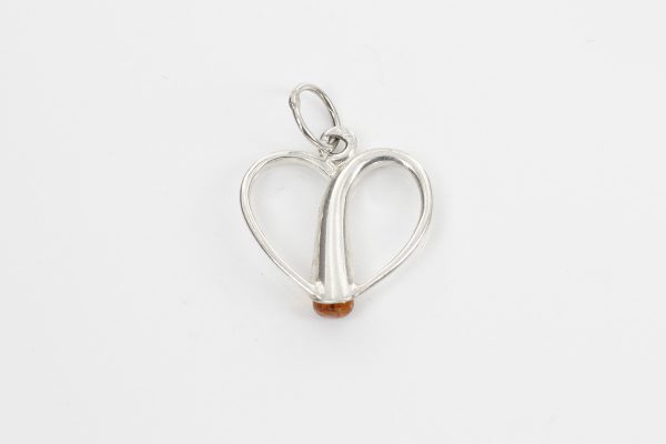 Baltic Amber Heart Pendant Elegant Handmade in 925 Silver PD104 – RRP£45!!!