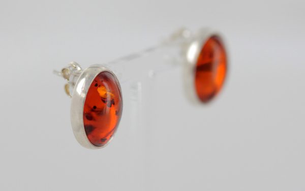 German Baltic Amber Classic Stud Earrings In 925 Silver Handmade ST0085 RRP£50!!!