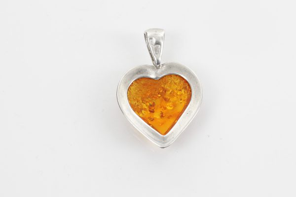 Elegant Handmade Baltic Amber Heart Pendant in 925 Silver PD107 – RRP£55!!!