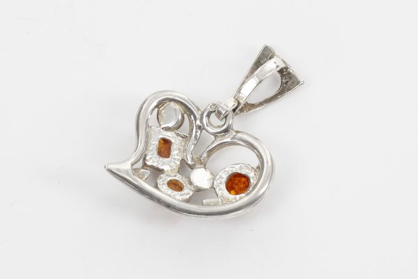 Baltic Amber Heart Pendant Elegant Handmade in 925 Silver PD108 – RRP£65!!!