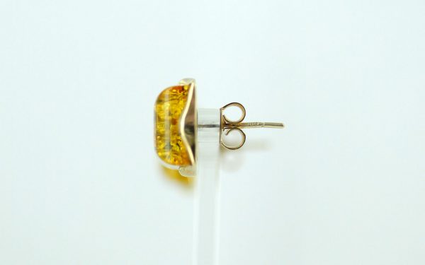 Italian Handmade German Green Baltic Amber Studs In 9ct Gold GS0086G RRP £275!!!