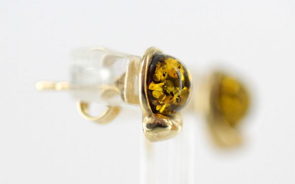 Italian Made German Green Baltic Amber Studs In 9ct Gold GS0072G RRP £145!!!