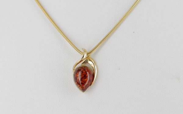 Italian Made Modern Elegant Baltic Amber Pendant in 9ct solid Gold -GP0127 RRP£145!!!