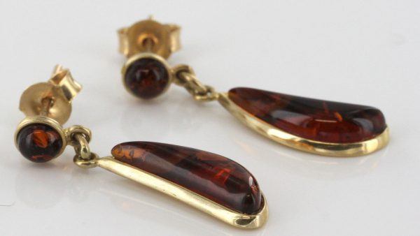 Italian Handmade Unique German Baltic Amber in 9ct Gold Drop Earring GE0074 RRP£175!!!