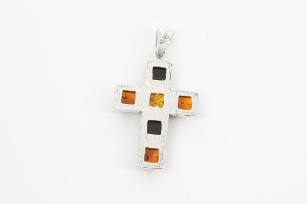 CROSS PENDANT HANDMADE GERMAN BALTIC AMBER IN 925 SILVER PD111M RRP£65!!