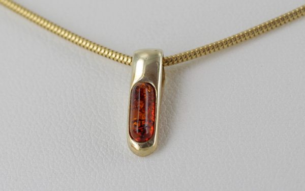 Italian Handmade Modern Stylish German Baltic Amber Pendant in 9ct solid Gold - GP0134 RRP£100!!!
