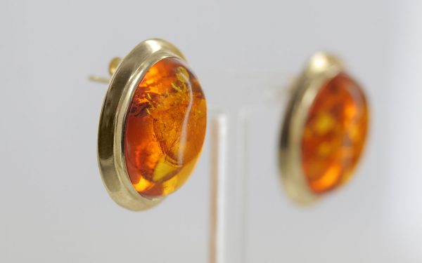 ITALIAN MADE GERMAN AMBER LARGE STUD EARRINGS IN 9ct solid GOLD GS0019 RRP£475!!!