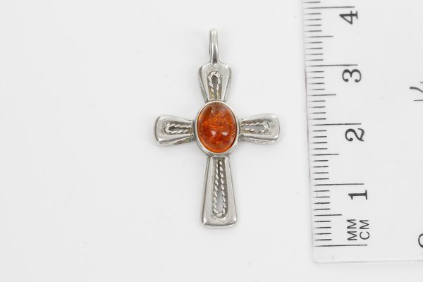 CROSS PENDANT HANDMADE BALTIC UNIQUE AMBER in 925 SILVER-PD112 RRP£30!!