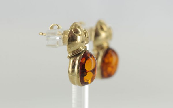 Italian Made "LOVE" German Amber Stud Earrings In 9 Ct Solid Gold GS0068 RRP £295!!!