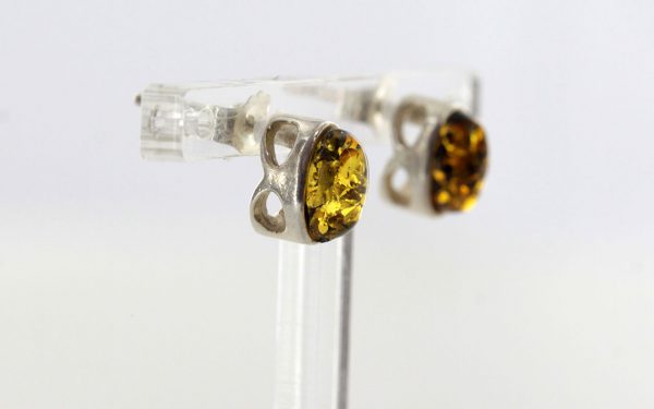 German Baltic Amber Classic Stud Earrings In 925 Silver Handmade ST0090 RRP£15!!!