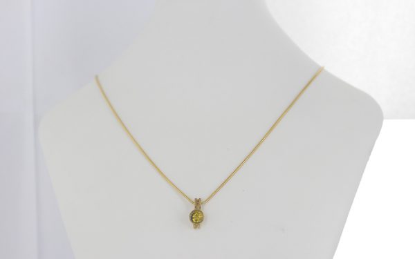 Italian Handmade Elegant German Green Amber Pendant in 9ct Gold -GP0081G RRP£175!!!