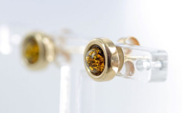 Italian Made German Green Baltic Amber Studs In 9ct solid Gold GS0145G RRP £100!!!