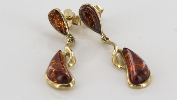 Italian Handmade Unique German Baltic Amber in 9ct Gold Drop Earrings GE0075 RRP£225!!!
