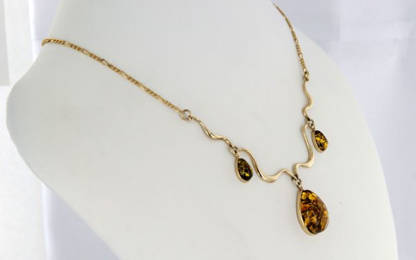 Italian Made Green German Baltic Amber Necklace in 9ct solid Italian Gold- GN0010G RRP£695!!!