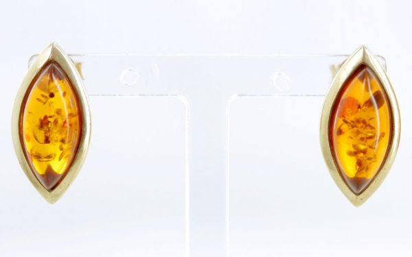 Italian Made Unique German Baltic Amber 9ct solid Gold Stud Earrings GS0044 RRP£225!!!