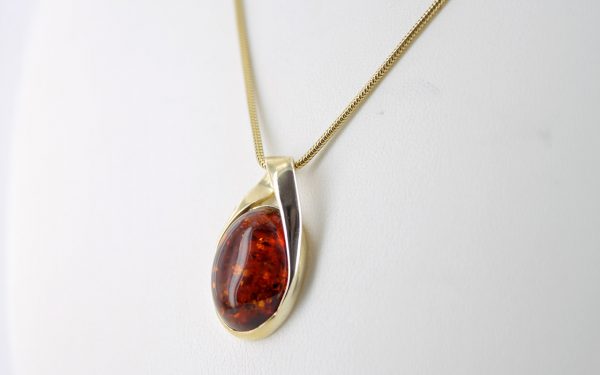 Italian Handmade Elegant Stylish German Baltic Amber Pendant in 9ct Gold -GP0148 RRP£375!!!