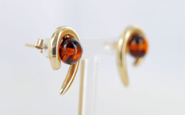 ITALIAN MADE UNIQUE GERMAN BALTIC AMBER STUD EARRINGS IN 9CT Solid GOLD GS0047 RRP£250!!!