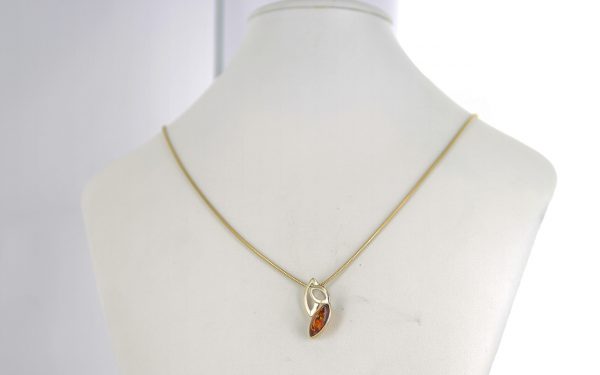 Italian Handmade Modern Elegant German Baltic Amber Pendant in 9ct Gold -GP0149 RRP£125!!!