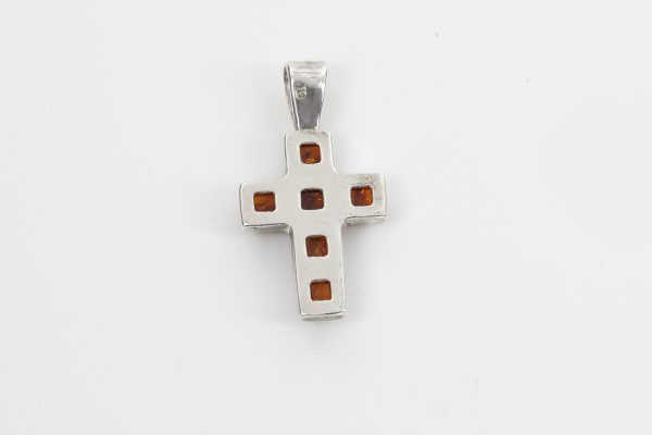 CROSS PENDANT HANDMADE GERMAN BALTIC AMBER IN 925 SILVER PD121 RRP£45!!!