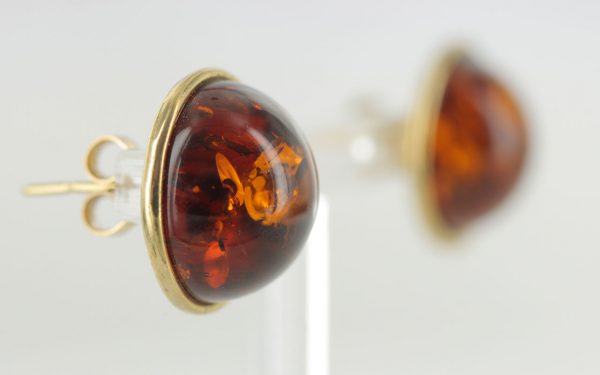 Italian Handmade Unique German Baltic Amber Studs In 9ct Solid Gold GS0061 RRP £425!!