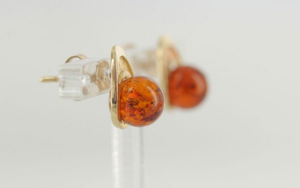 Italian Made Unique German Baltic Amber Stud Earrings In 9ct Solid Gold GS0053 RRP£175!!!