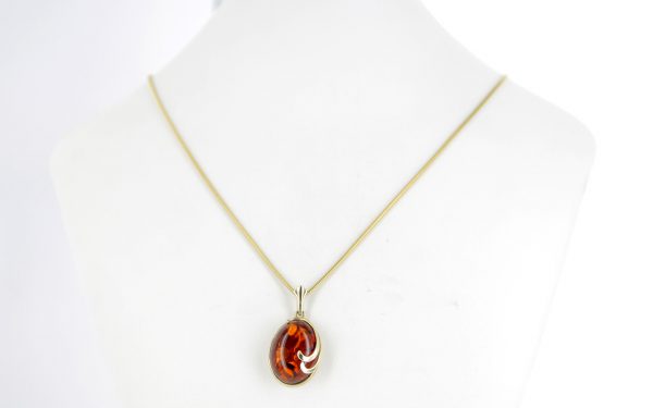 Italian Handmade Modern Elegant German Baltic Amber Pendant in 9ct Gold -GP0152 RRP£295!!!