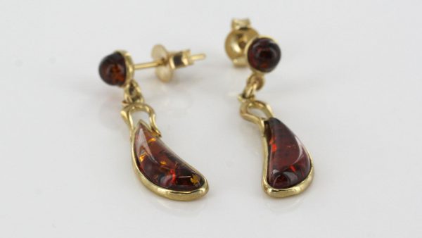 Italian Made Unique German Baltic Amber in 9ct Gold Drop Earrings GE0077 RRP£225!!!