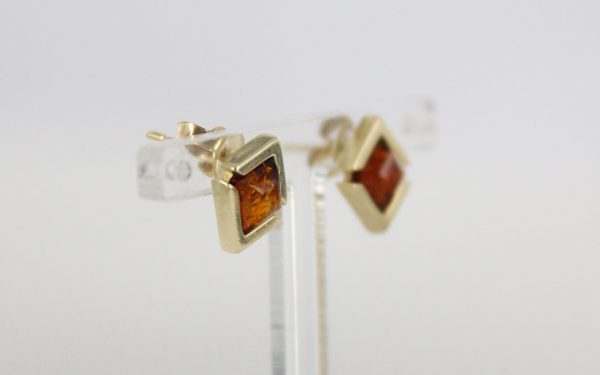 Italian Made Unique German Baltic Amber Stud Earrings 9ct Solid Gold GS0076 RRP£175!!!
