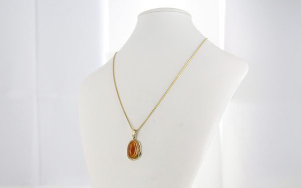 Italian Handmade Unique Elegant Modern German Baltic Amber Pendant in 9ct solid Gold -GP0169 RRP£225!!!!!!