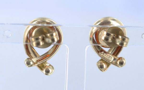 Italian Made Unique German Baltic Amber "Kiss" Studs In 9ct Gold GS0129 RRP£195!!!