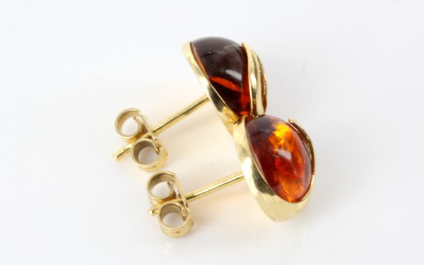 Italian Made 18ct SOLID Gold Baltic Amber Round Swirl Stud Earrings GS0994 RRP£595!!!