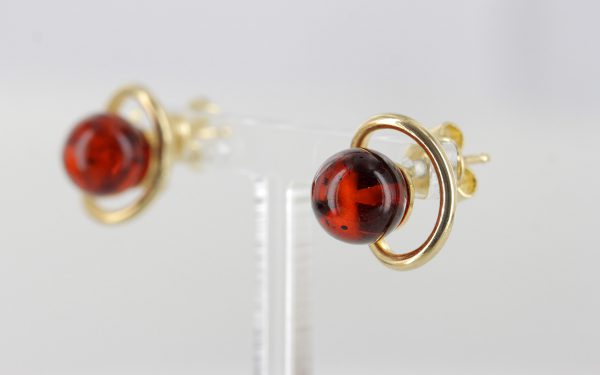 ITALIAN HANDMADE GERMAN AMBER STUD EARRINGS IN 9CT Solid GOLD GS0127 RRP£175!!!