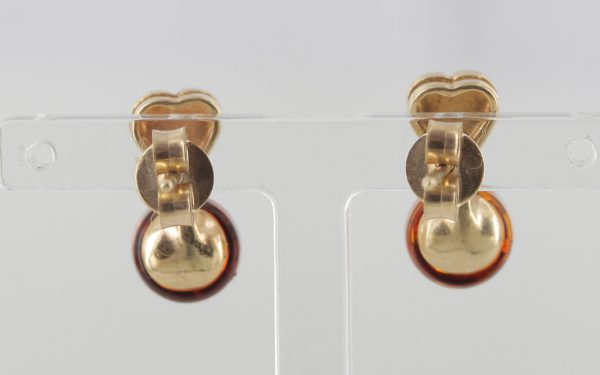 Italian Made Heart Shaped LOVE Baltic Amber Studs In 9ct Solid Gold GS0128 RRP£145!!!