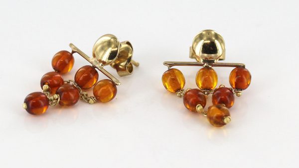 Italian Handmade Unique German Baltic Amber in 9ct Gold Drop Earrings GE0079 RRP£195!!!