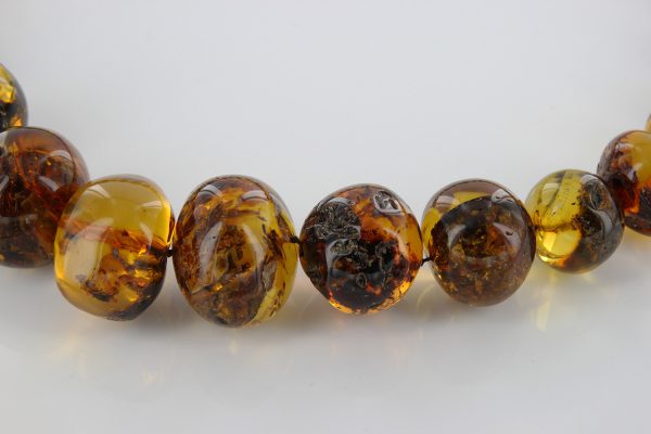 German Baltic Amber Natural Unique Bead Necklace with organic inclusions Handmade A301 RRP£3950!!!