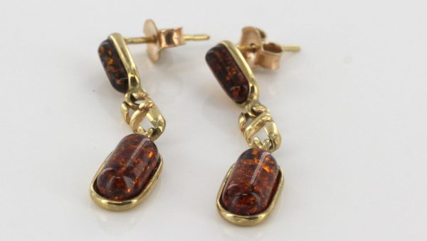 Italian Handmade Unique German Baltic Amber in 9ct Gold Drop Earrings GE0080 RRP£195!!!