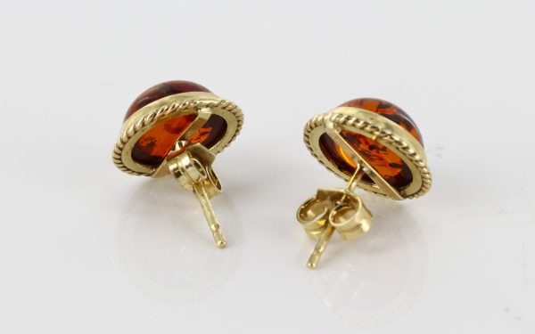 Italian Made Unique German Baltic Amber Studs in 9ct Gold GS0030 RRP£225!!!!